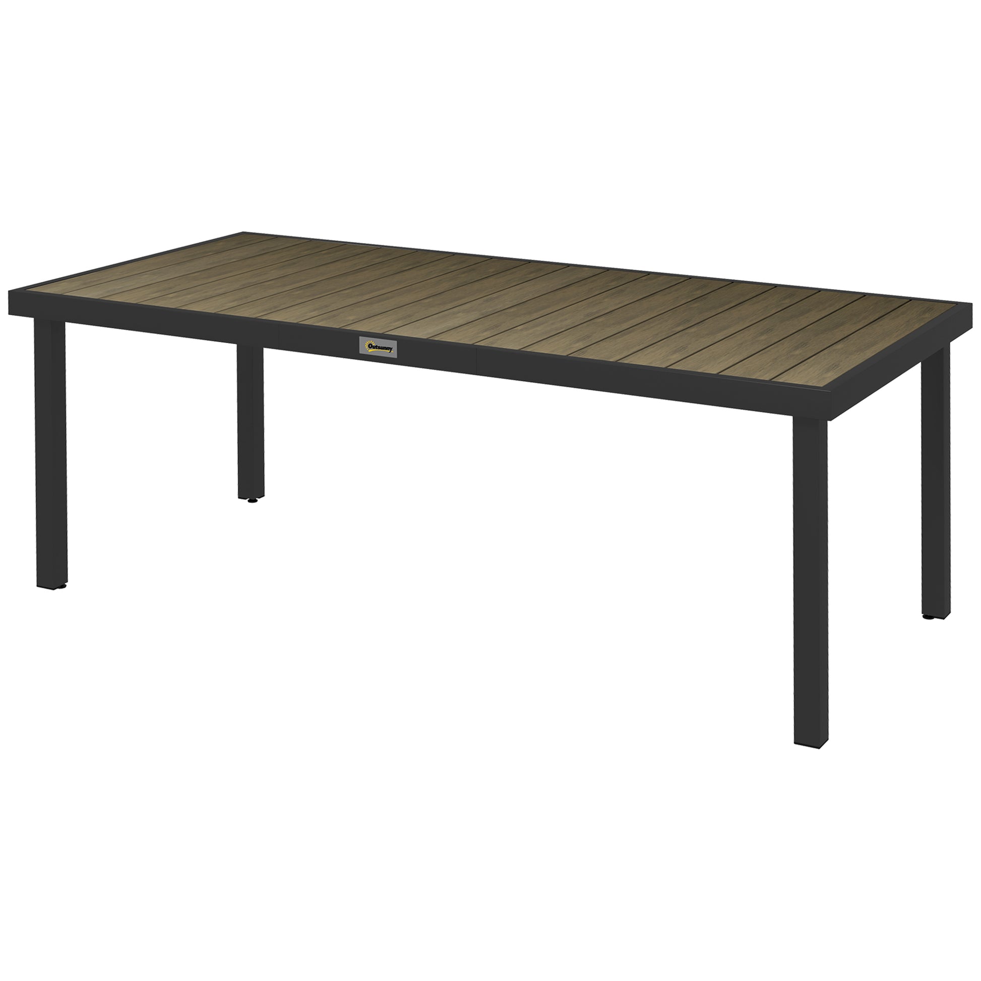 Outsunny Mesa De Comedor Exterior De Aluminio 190x90x74 Cm Natural Y Negro_0
