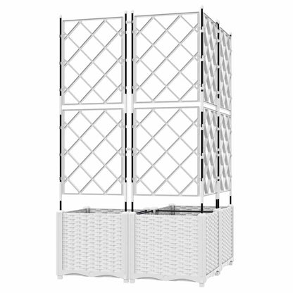 Vidaxl Maceta De Jardín Con Enrejado 3 Pcs Blanco 80 X 80 X 143 Cm Pp_4