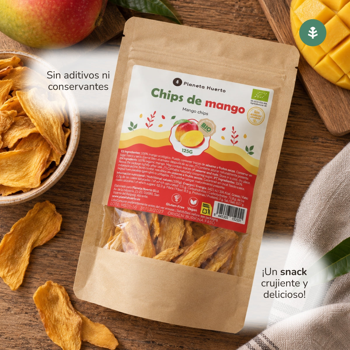 Chips de Manga Seca ECO Planeta Huerto 125 g