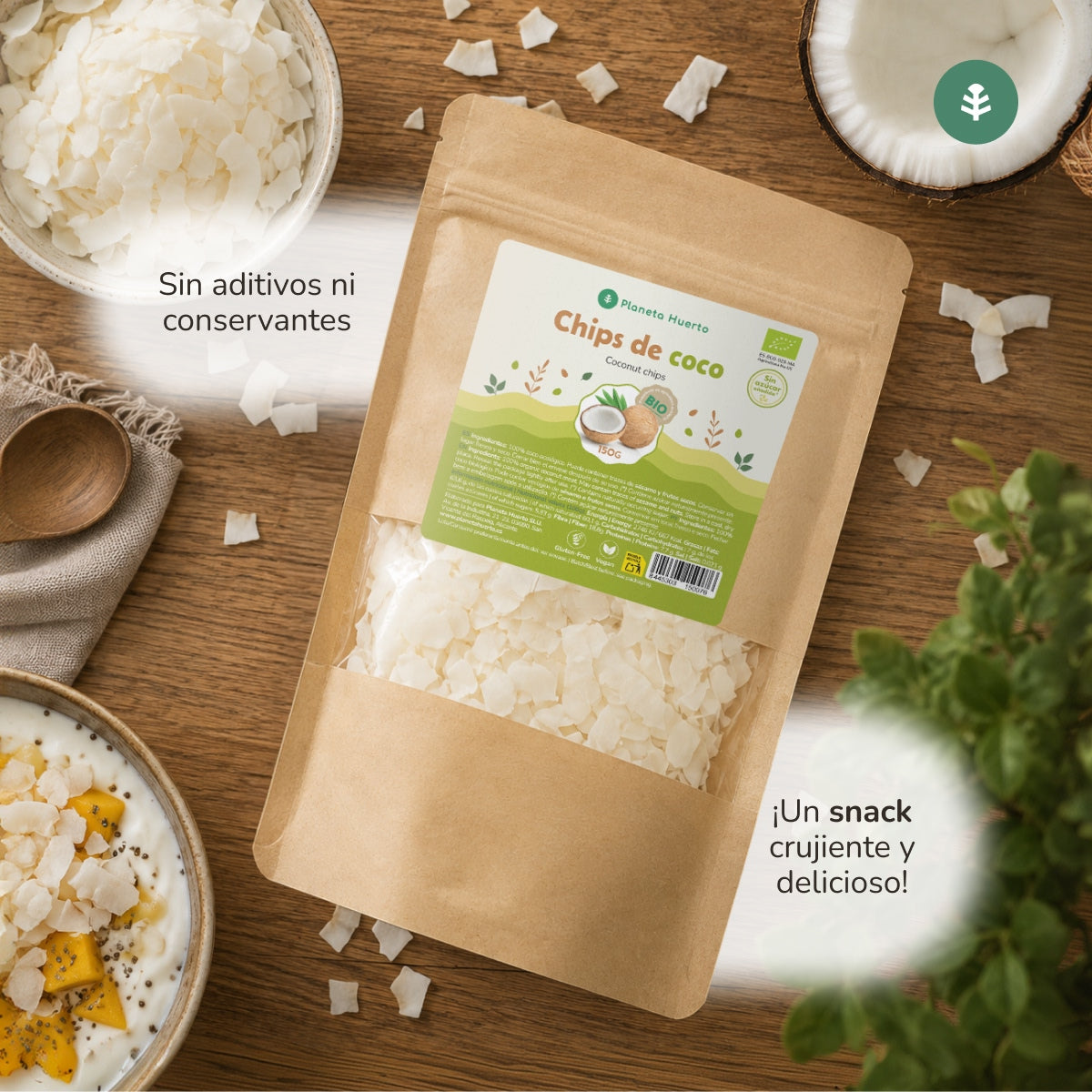 Lascas de coco sem açúcar ECO Planeta Huerto 150 g