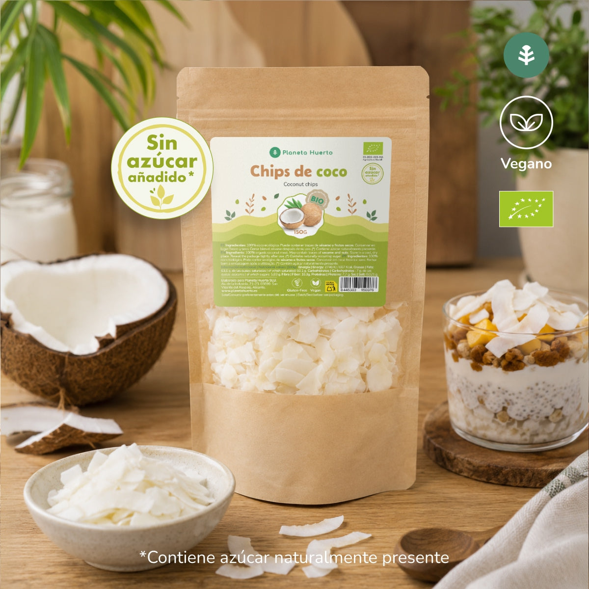 Lascas de coco sem açúcar ECO Planeta Huerto 150 g