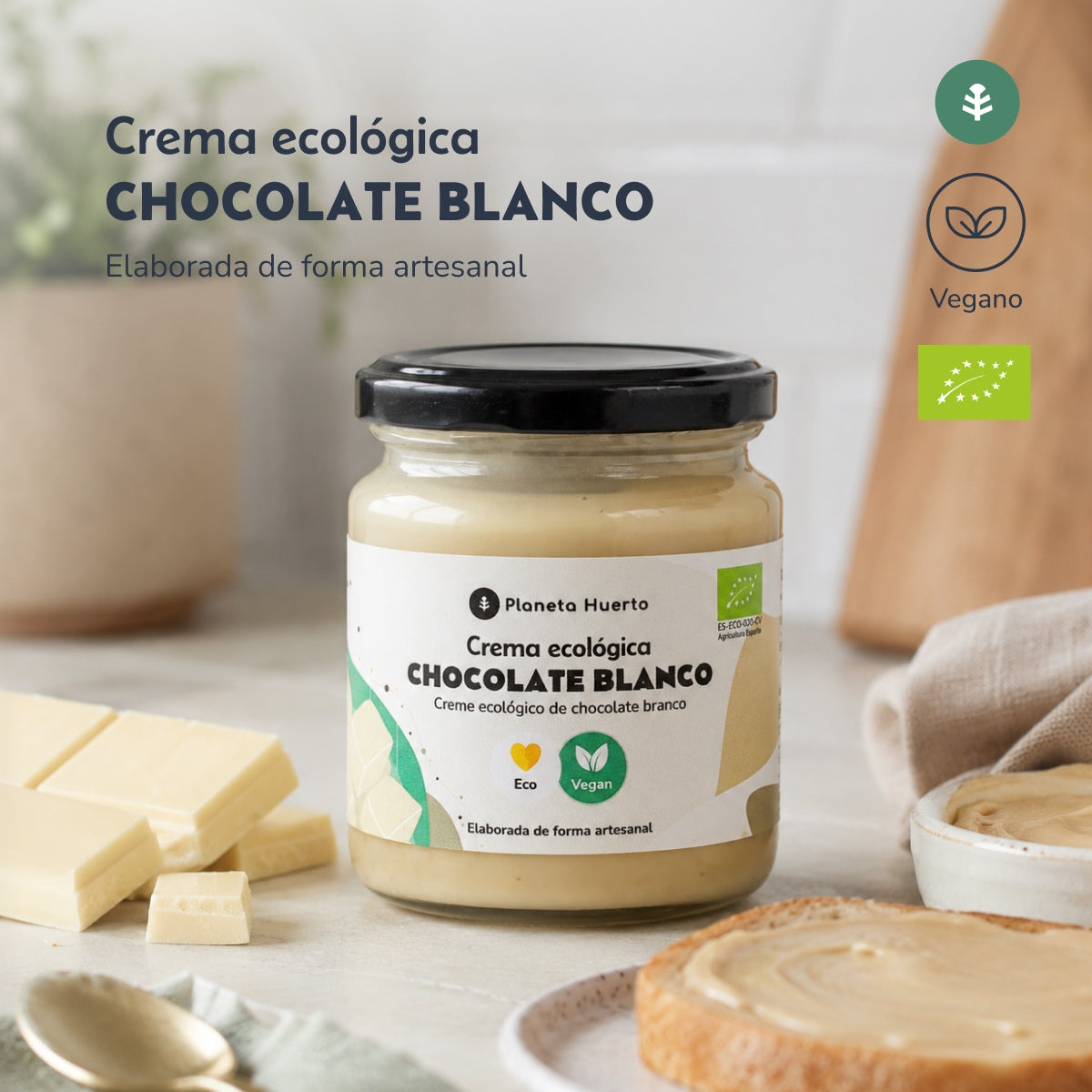 Creme de chocolate branco vegan ECO Planeta Huerto 230 gr