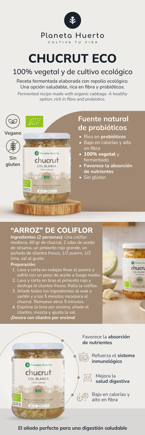 Chucrute de couve branca ECO Planeta Huerto 420 g