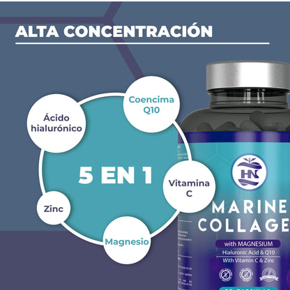 Colágeno Marino - 50 Cápsulas con Acido Hialurónico y Vitamina C, para Articulaciones, Huesos, Piel, Cabello_2