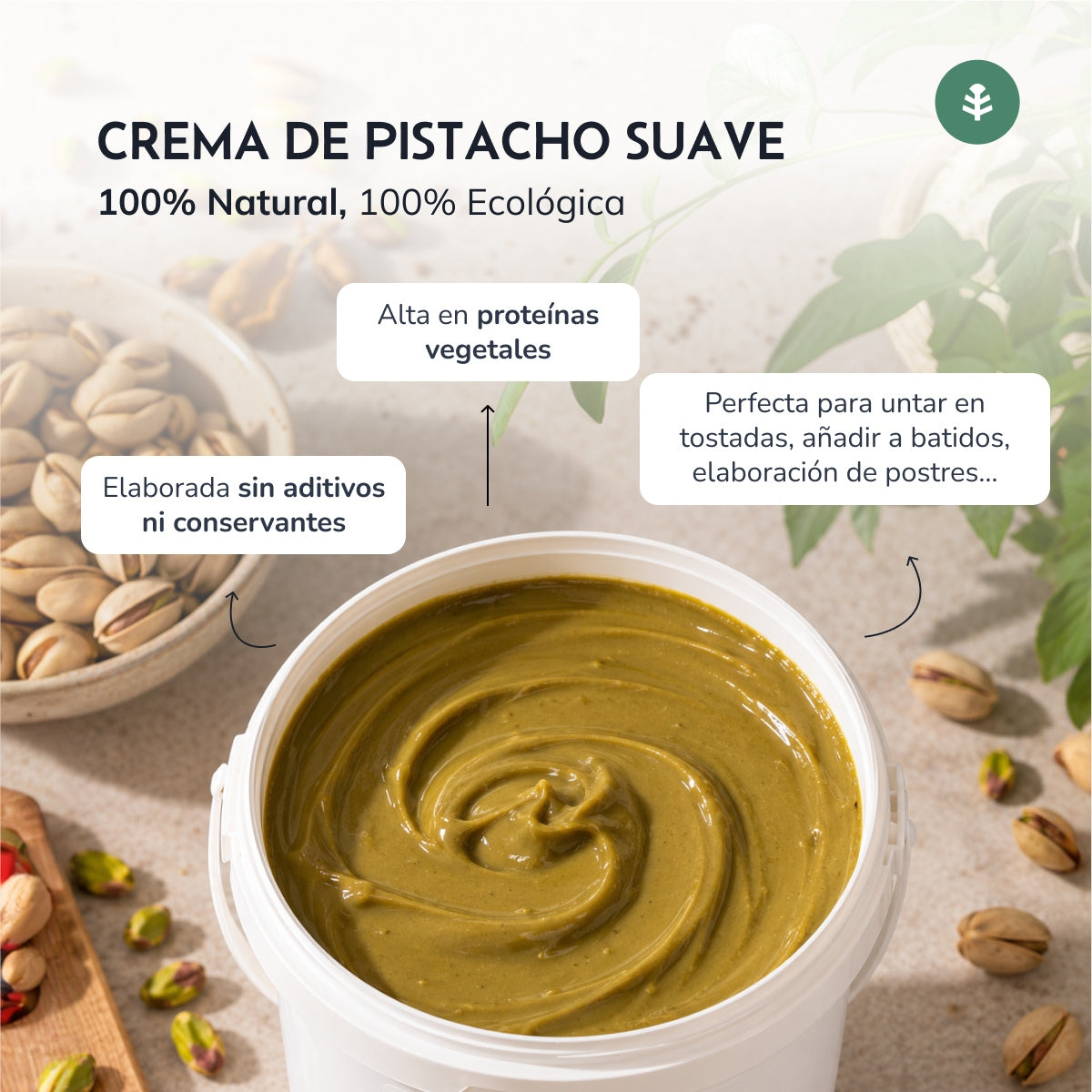 Crema de Pistacho suave 100% ECO Planeta Huerto 1 kg
