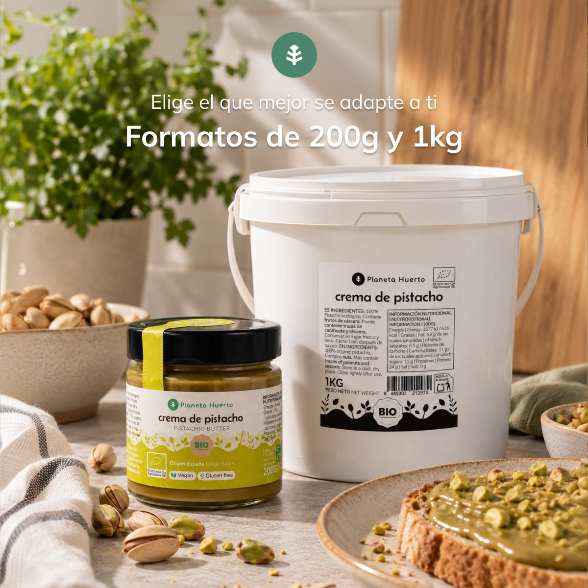 Crema de Pistacho suave 100% ECO Planeta Huerto 1 kg