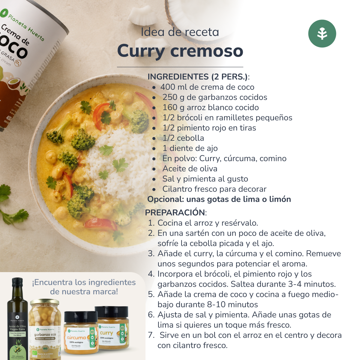 Creme de coco para cozinhar ECO Planeta Huerto 400 ml
