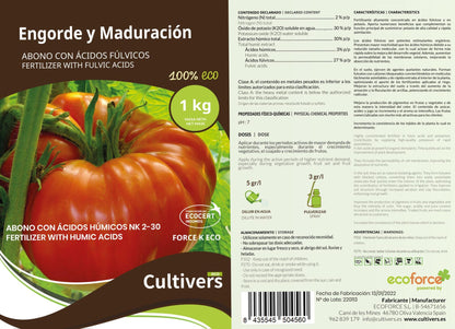 Cultivers Abono Engorde Y Maduración Ecológico 1 Kg. Fertilizante Potasio Quelatado Con Ph Neutro Para El Aumento De…_3