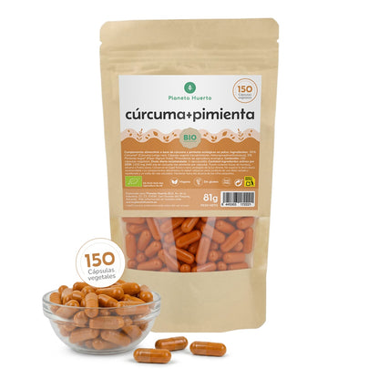 Cúrcuma + Pimenta BIO Planeta Huerto 150 cápsulas