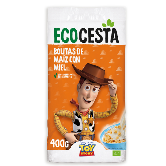 Bolas de milho biológicas para crianças com mel, edição Disney, Ecocesta, 400 g