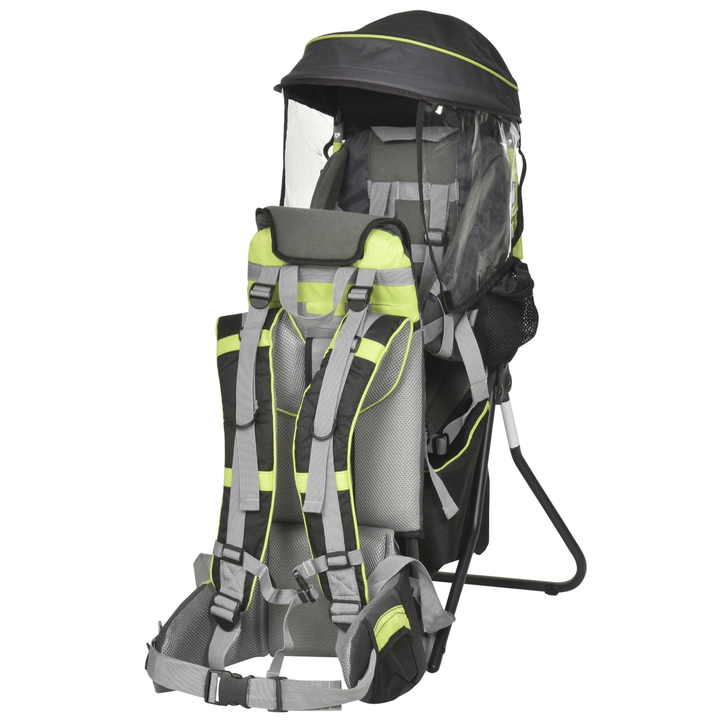 Homcom Mochila Portabebés Plegable Con Techo Impermeable Para 6-36 Meses Verde_0