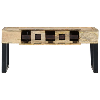 Mesa De Centro Estilo Cassette Madera Maciza Mango 100x52x45 Cm_2