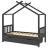 Vidaxl Estrado de cama e cómoda para crianças em madeira de pinho cinzento 80x160cm