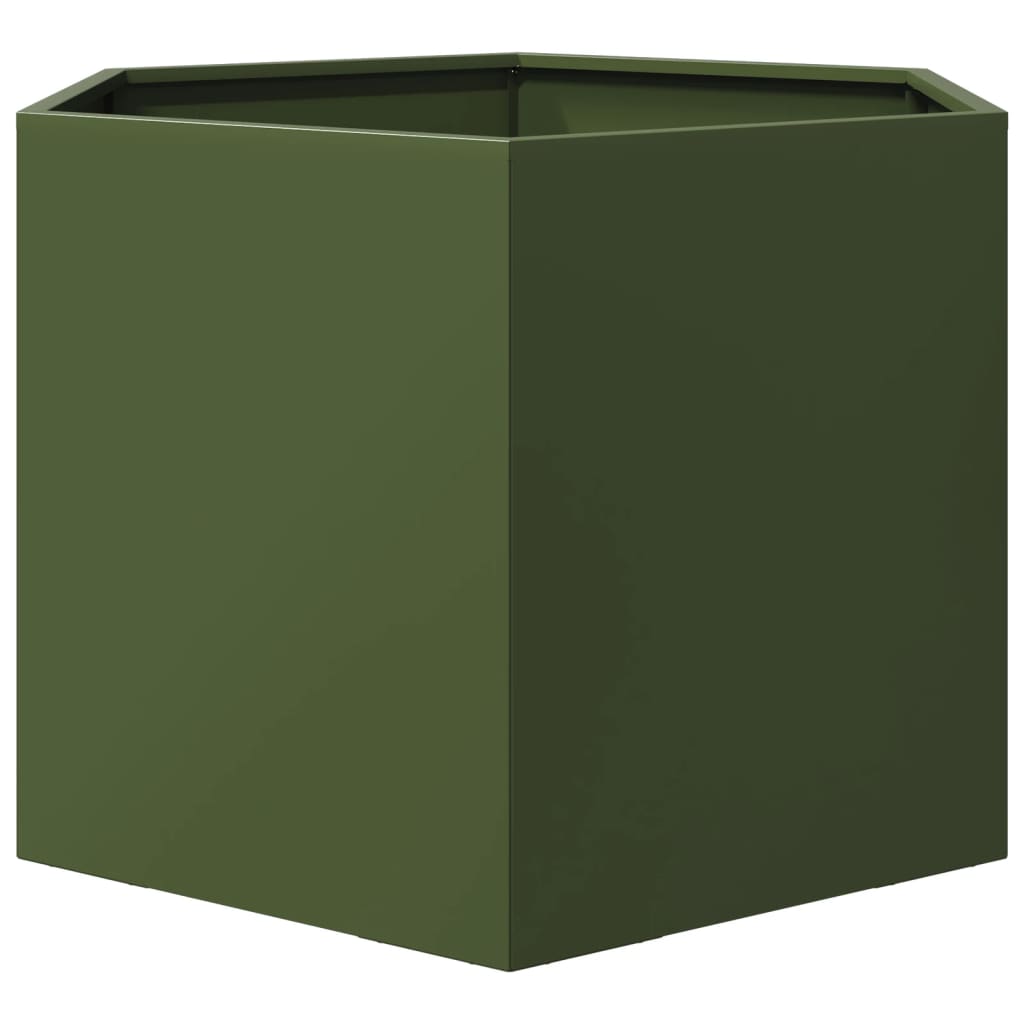 Jardinera Hexagonal De Acero Verde Oliva 69x60x45 Cm_4