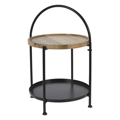 Well Home Mesa Auxiliar Con Dos Bandejas Color Negro Ø39x55cm_0