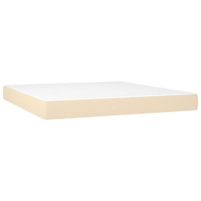 Cama Box Spring Con Colchón Y Led Tela Crema 160x200 Cm / Vetonek_3
