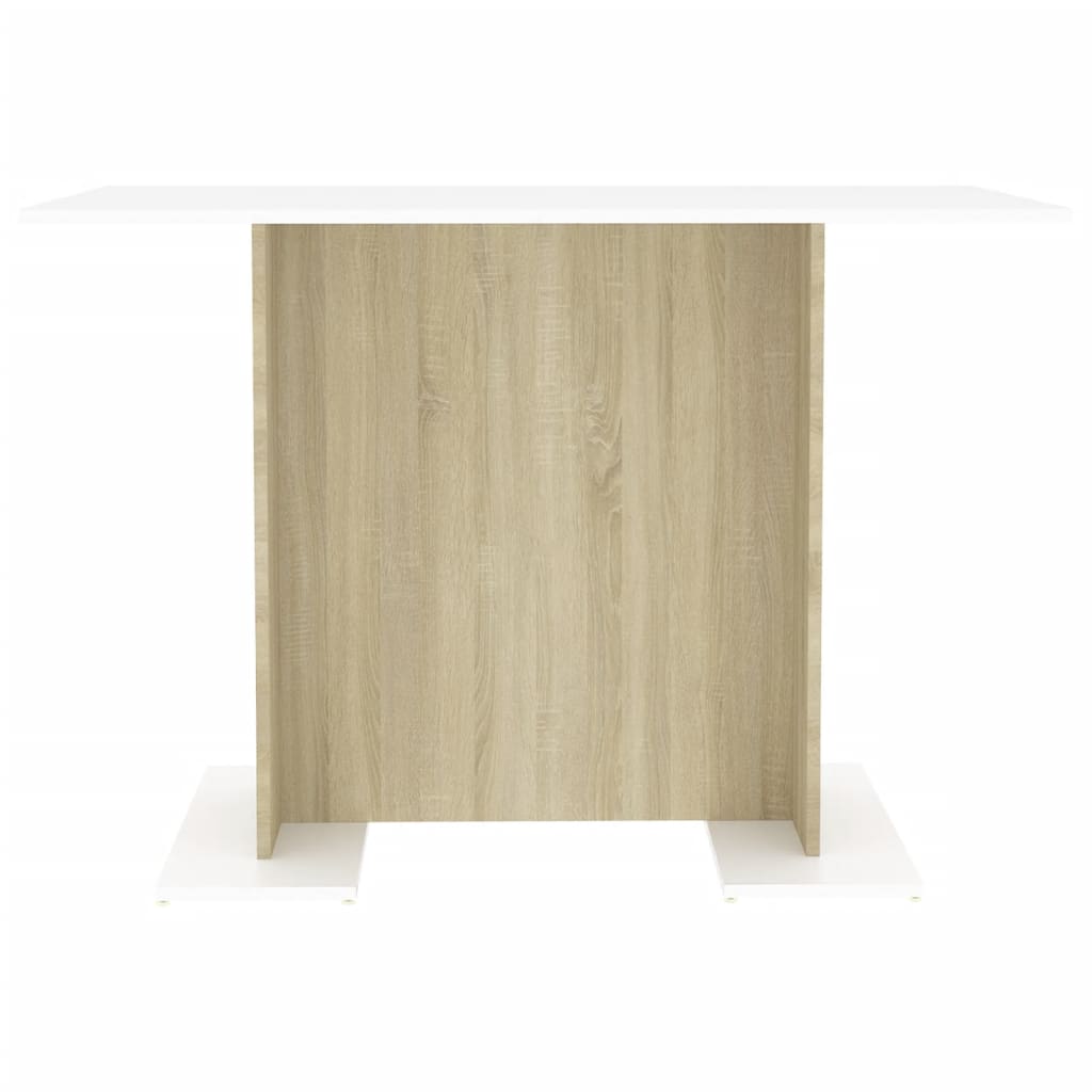 Mesa De Comedor Madera Contrachapada Blanco Roble 120x60x76 Cm_1