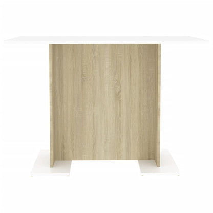 Mesa De Comedor Madera Contrachapada Blanco Roble 120x60x76 Cm_1
