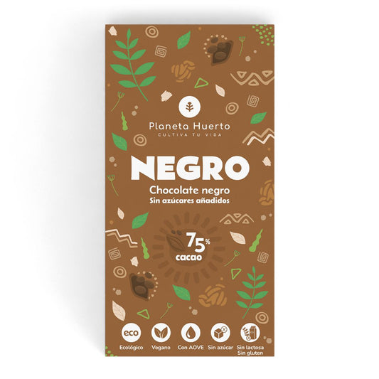 Barra de chocolate negro 75% sem adição de açúcares ECO Planeta Huerto 70 g