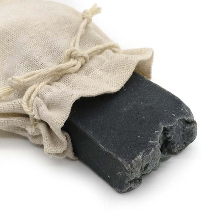 Jabón Natural Carbón Activo 90g En Bolsa Regalo De Yute. Elimina Espinillas Y Puntos Negros. Desintoxicante - Piel Grasa_0