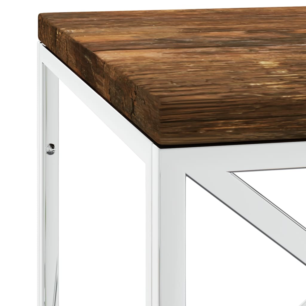 Mesa De Centro Acero Inoxidable Y Madera Maciza Reciclada_3