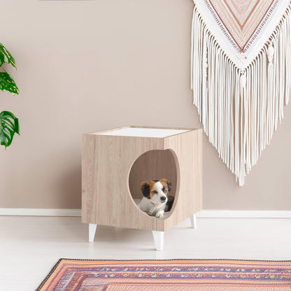 Well Home Mesilla Con Orificio Para Mascotas En Color Madera 50x40x40cm_4