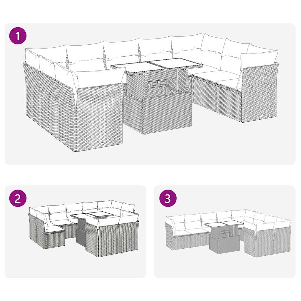 Set De Sofás De Jardín Y Cojines 10 Pzas Ratán Sintético Negro / Vetonek_1