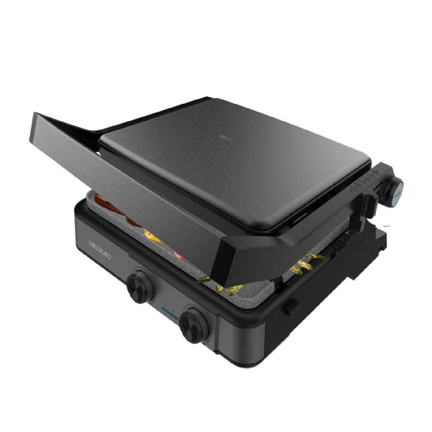 Cecotec Parrilla Eléctrica Con Grill Rock’ngrill 2200 Dual. 2200w, Apertura 180º, Dual Temp, Rockstone Antiadherente_2