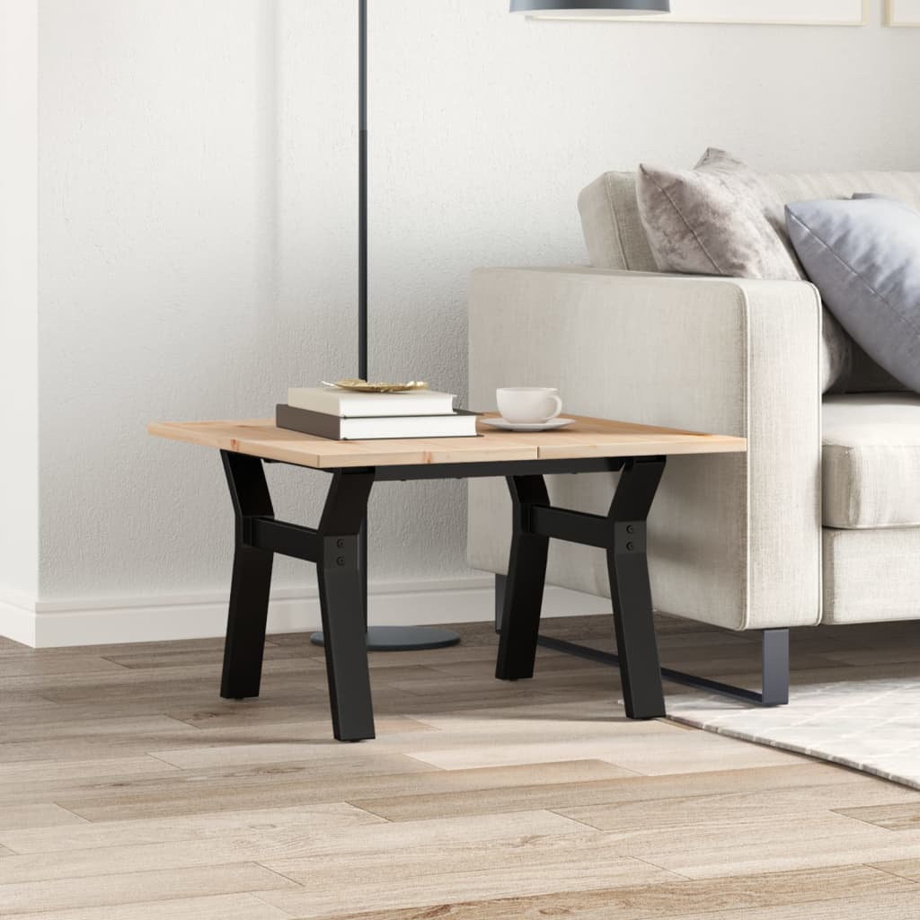 Mesa De Centro Marco Y Madera Maciza Pino Y Acero 60x60x40 Cm_1