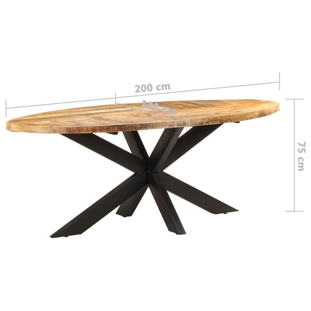 Mesa De Comedor Ovalada Madera Demango Rugosa 200x100x75 Cm_4