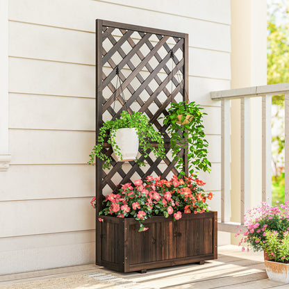 Outsunny Jardinera Con Enrejado De Madera Para Plantas Flores 72,5x31,5x149,5 Cm_3