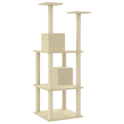 Rascador Para Gatos Con Postes De Sisal Color Crema 141 Cm_5