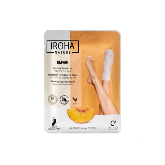 Máscara reparadora de pêssego e manteiga de karité Iroha Nature 2 meias de 9 ml