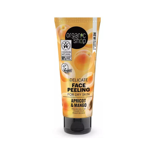Peeling facial suave para pele seca, alperce e manga, Organic Shop 75 ml