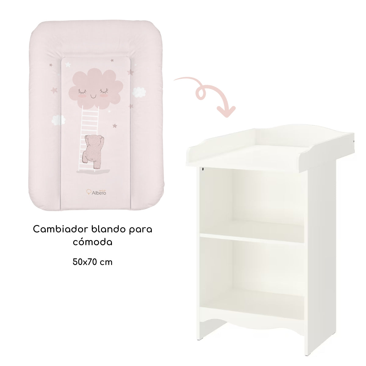 Cambiador Blando Para Comoda 70x50 Nubes Rosa_1