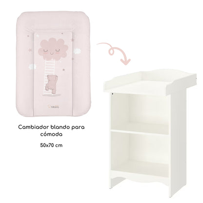 Cambiador Blando Para Comoda 70x50 Nubes Rosa_1