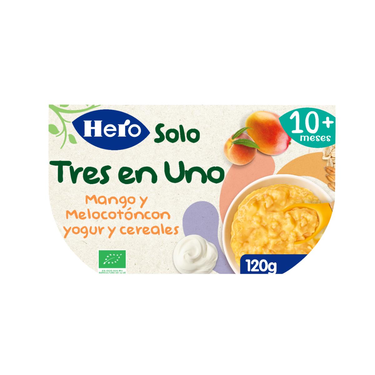 Pote de Manga e Pêssego com Iogurte e Cereais 120 g - Hero Solo