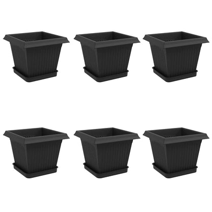 Macetas 6 Uds. Negro Plástico_0