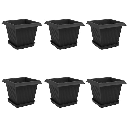 Macetas 6 Uds. Negro Plástico_0