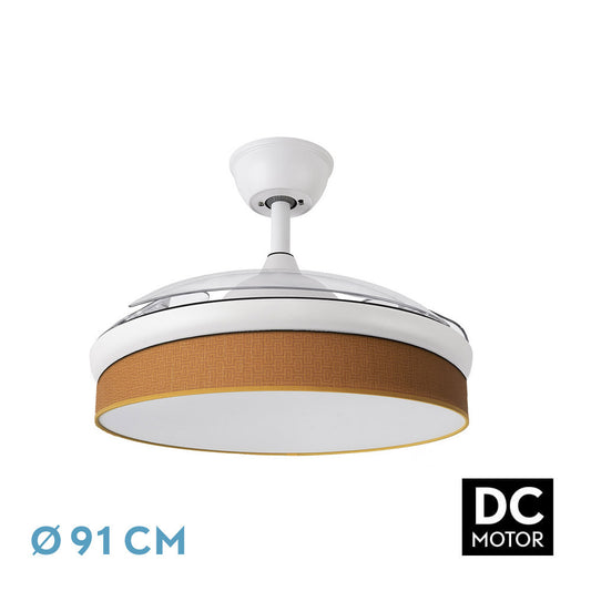 Ventilador Dc Moda 72w Blanco/naranja 91d 3aspas 7200lm 3000-4000-6000k Remoto+ Memoria+ Temporizador_0