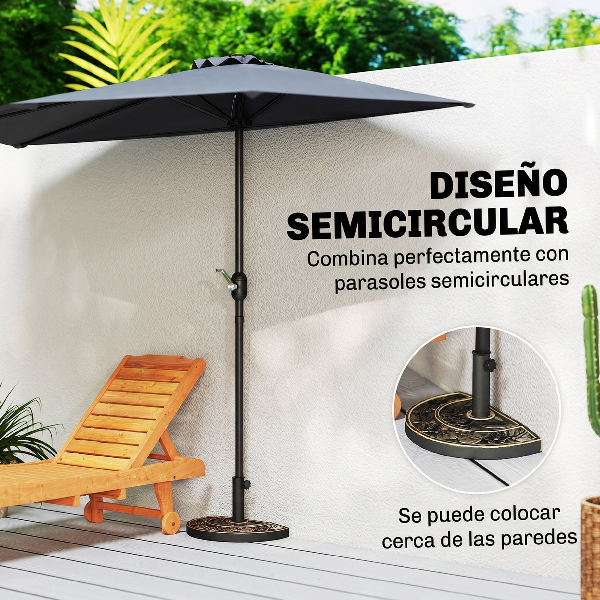 Outsunny Base De Sombrilla Peso 9 Kg En Forma De Semicírculo 50x31x32 Cm Bronce_5
