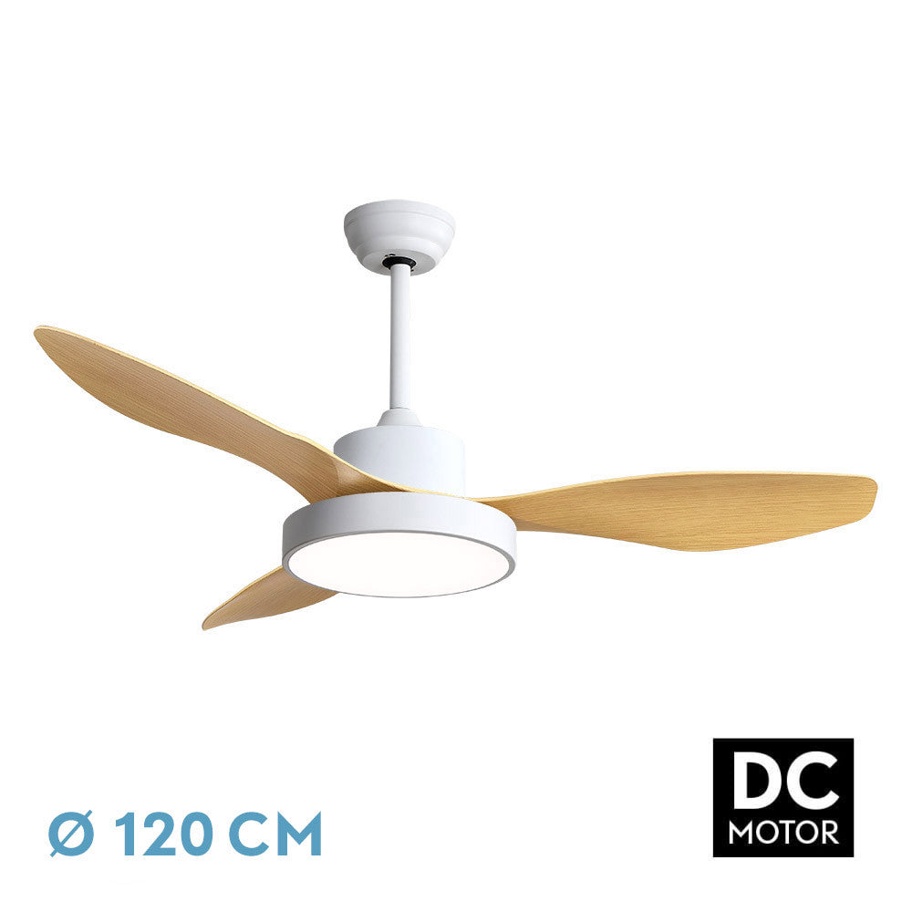 Ventilador Dc Hayate 48w 4080lm Blanco/haya 3 Asp 39/54x120x120cm 3000-4000-6000k C/remoto_0