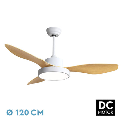 Ventilador Dc Hayate 48w 4080lm Blanco/haya 3 Asp 39/54x120x120cm 3000-4000-6000k C/remoto_0