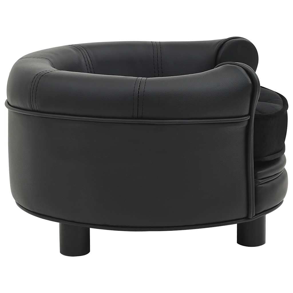 Vidaxl Sofá Para Perros Felpa Y Cuero Sintético Negro 48x48x32 Cm_3