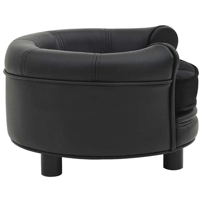 Vidaxl Sofá Para Perros Felpa Y Cuero Sintético Negro 48x48x32 Cm_3