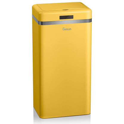 Cubo Basura Cocina Sensor De Apertura Automática, Metálico, Capacidad 45 Litros, Diseño Vintage, Swan, Swka4500yelneu, Amarillo