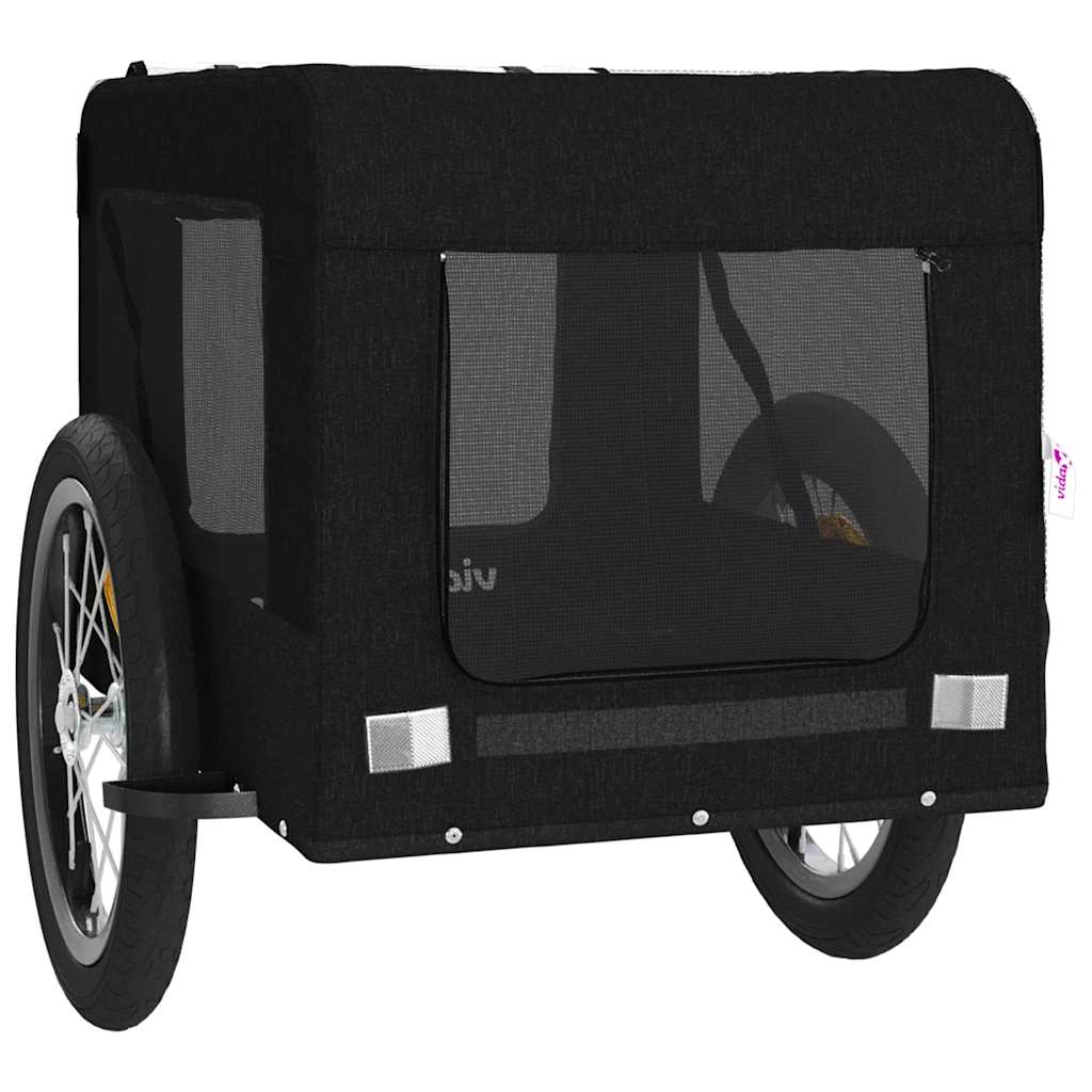 Remolque De Bicicleta Mascotas Hierro Tela Oxford Negro_5