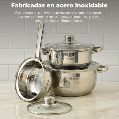 Set 12 Piezas, Batería De Cocina En Acero Inoxidable_3