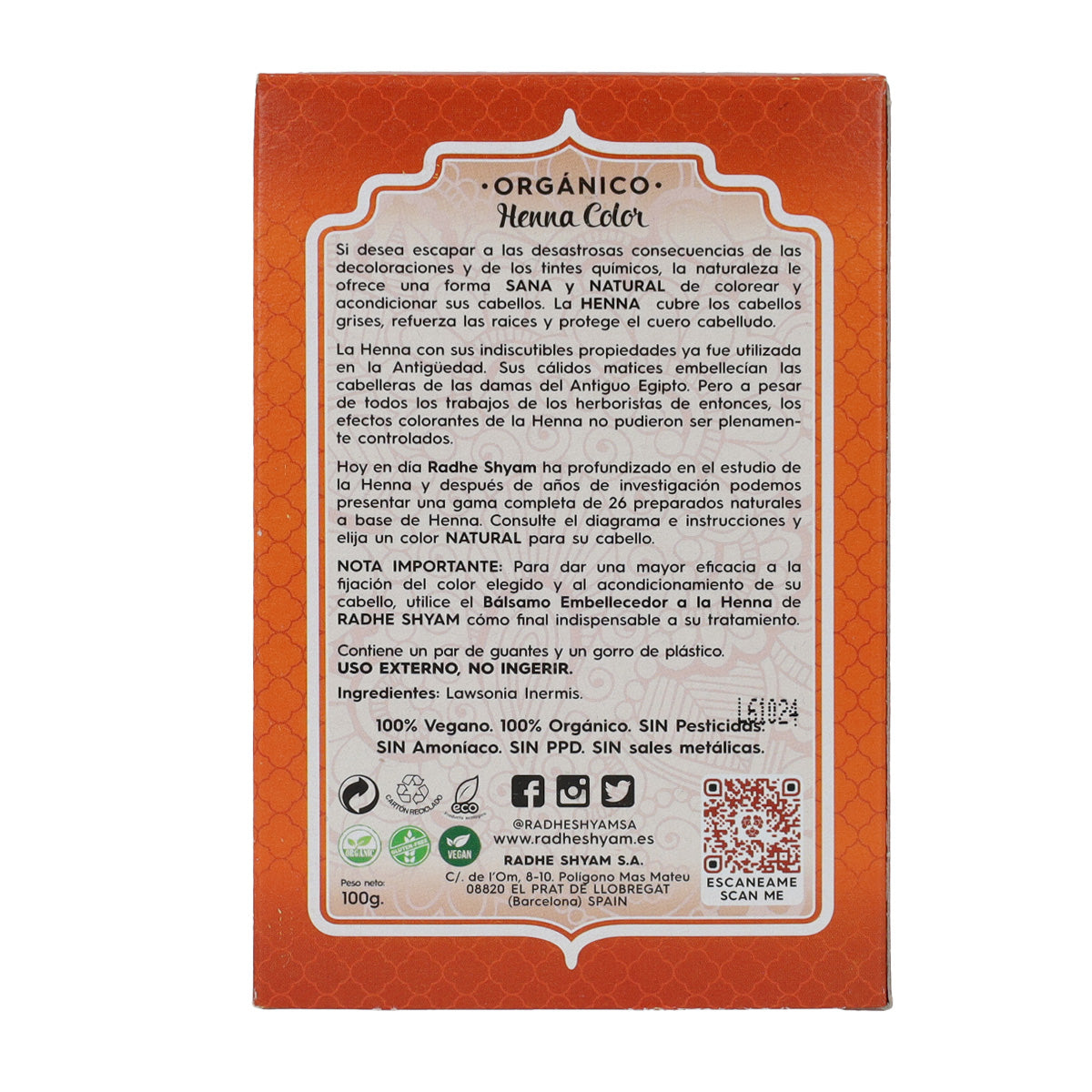 Pó de cobre de hena, Radhe Shyam, 100 g