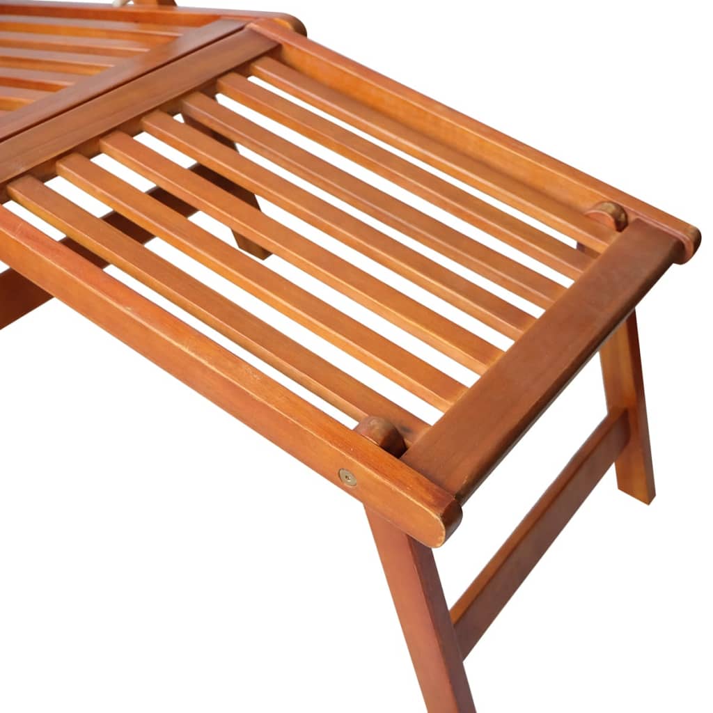 Tumbona De Jardín Con Reposapiés Y Cojín Madera Maciza Acacia_4